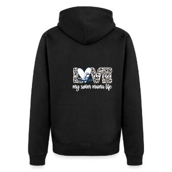 Schwimmmama Geschenk Mutter Schwimmer Schwimm-Mama - Unisex Premium Bio Zip Hoodie - Schwarz - Hinten - Nico (187cm)
