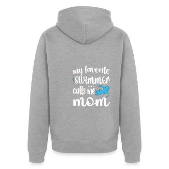Swimming Mom Gift Mother Swimmer Swimming Mom - Unisex Premium Organic Zip Hoodie - heather grey - Back - Nico (187cm)