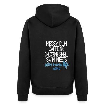 Schwimmmama Mama Eines Schwimmers Schwimm-Mutter - Unisex Premium Bio Zip Hoodie - Schwarz - Hinten - Nico (187cm)
