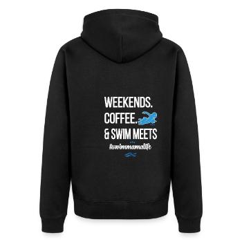 Schwimmmama Mama Eines Schwimmers Schwimm-Mutter - Unisex Premium Bio Zip Hoodie - Schwarz - Hinten - Nico (187cm)