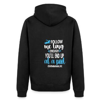 Schwimmmama Mama Eines Schwimmers Schwimm-Mutter - Unisex Premium Bio Zip Hoodie - Schwarz - Hinten - Nico (187cm)