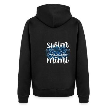 Proud Swimming Mimi Swimmer Mimi Grandma Gift - Unisex Premium Organic Zip Hoodie - black - Back - Nico (187cm)