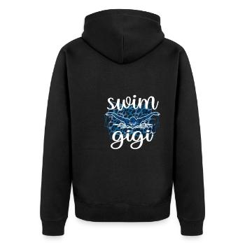 Stolze Schwimm-Gigi Schwimmer Gigi Oma Geschenk - Unisex Premium Bio Zip Hoodie - Schwarz - Hinten - Nico (187cm)