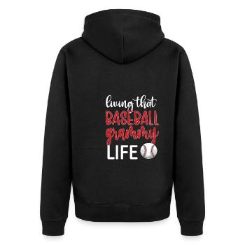Grammy Oma Von Baseballspieler Baseball Grammy - Unisex Premium Bio Zip Hoodie - Schwarz - Hinten - Nico (187cm)