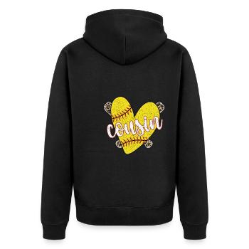 Fier cousin de softball d’un joueur de softball - Veste à capuche bio Premium Unisexe - noir - Dos - Nico (187cm)