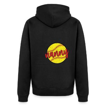 Nanny Grandma Of A Softball Player Softball Nanny - Unisex Premium Organic Zip Hoodie - black - Back - Nico (187cm)