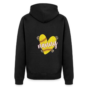 Nanny Grandma Of a Softball Player Softball Nanny - Unisex Premium Organic Zip Hoodie - black - Back - Nico (187cm)