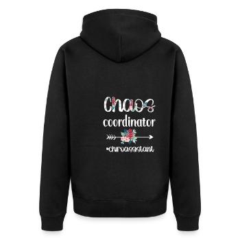 Chiropraktischer Assistent Chiropraktik Assistent - Unisex Premium Bio Zip Hoodie - Schwarz - Hinten - Nico (187cm)