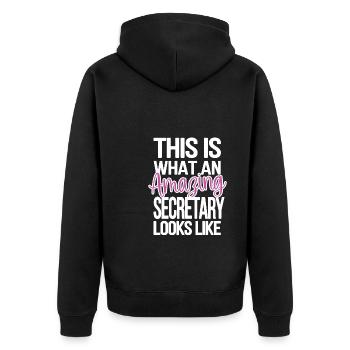 Secretary Gift Office Worker Appreciation - Unisex Premium Organic Zip Hoodie - black - Back - Nico (187cm)