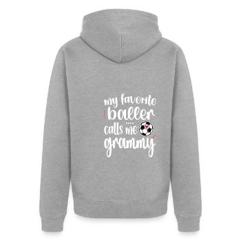 Grammy Grand-mère de joueur de football Grammy - Veste à capuche bio Premium Unisexe - gris chiné - Dos - Nico (187cm)