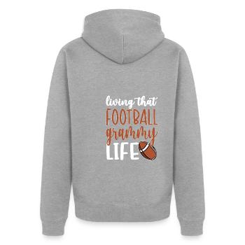 Football Grammy Grand-mère du joueur de football Grammy - Veste à capuche bio Premium Unisexe - gris chiné - Dos - Nico (187cm)
