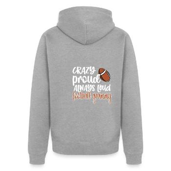 Football Grammy Grand-mère du joueur de football Grammy - Veste à capuche bio Premium Unisexe - gris chiné - Dos - Nico (187cm)