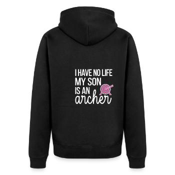 Stolze Bogenschießen-Mama Von Bogenschützen Mutter - Unisex Premium Bio Zip Hoodie - Schwarz - Hinten - Nico (187cm)