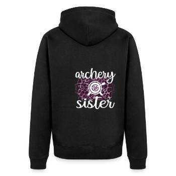 Proud Archery Sister Of Archers - Unisex Premium Organic Zip Hoodie - black - Back - Nico (187cm)