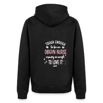 OB GYN Krankenschwester Geburtshilfe Gynäkologie - Unisex Premium Bio Zip Hoodie - Schwarz - Hinten - Nico (187cm)