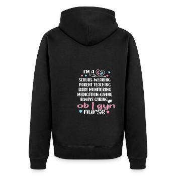 OB GYN Infirmière Obstétrique Gynécologie - Veste à capuche bio Premium Unisexe - noir - Dos - Nico (187cm)