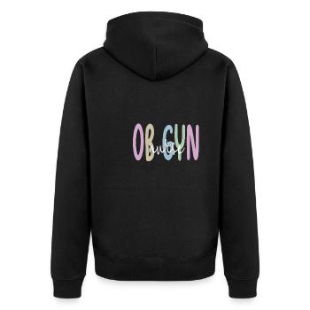 Obstétrique Gynécologie OB GYN Infirmière - Veste à capuche bio Premium Unisexe - noir - Dos - Nico (187cm)