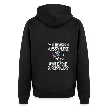 Neonatal Nurse Baby Nurse - Unisex Premium Organic Zip Hoodie - black - Back - Nico (187cm)