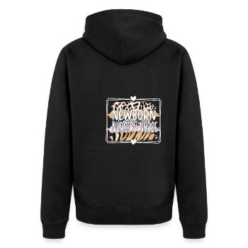 Baby nurse neonatal nurse - Unisex Premium Organic Zip Hoodie - black - Back - Nico (187cm)