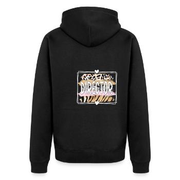 Stolzer Direktor Wertschätzung Direktor Direktorin - Unisex Premium Bio Zip Hoodie - Schwarz - Hinten - Nico (187cm)