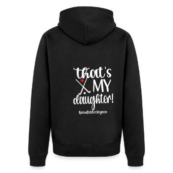 Stolze Feldhockey-Mutter Feldhockeyspieler Mama - Unisex Premium Bio Zip Hoodie - Schwarz - Hinten - Nico (187cm)