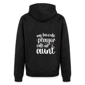 Stolze Feldhockey-Tante Feldhockeyspieler Tante - Unisex Premium Bio Zip Hoodie - Schwarz - Hinten - Nico (187cm)