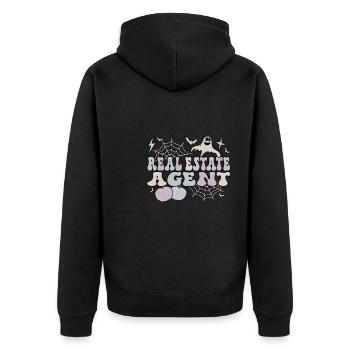 Spooky Real Estate Agent Halloween Gifts - Unisex Premium Bio Zip Hoodie - Schwarz - Hinten - Nico (187cm)