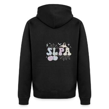Speech Language Pathologist Assistant Halloween - Unisex Premium Bio Zip Hoodie - Schwarz - Hinten - Nico (187cm)