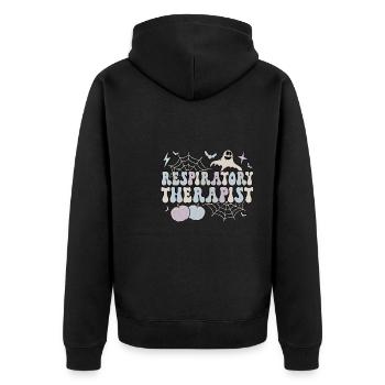Respiratory Therapist Gifts RT Therapy Halloween - Unisex Premium Organic Zip Hoodie - black - Back - Nico (187cm)