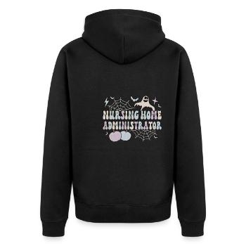 Spooky Nursing Home Administrator Halloween Gifts - Unisex Premium Organic Zip Hoodie - black - Back - Nico (187cm)