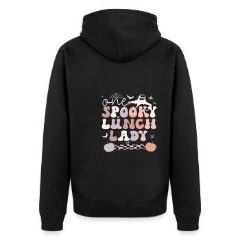 Lunch Lady Halloween School Cafeteria Lady Worker - Unisex Premium Organic Zip Hoodie - black - Back - Nico (187cm)
