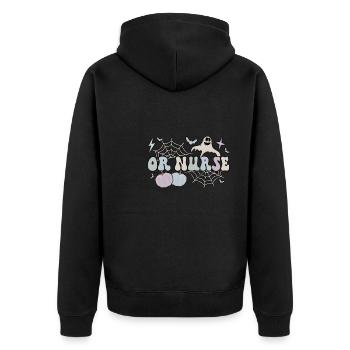 OR Nurse Halloween Operating Room Nurse Gifts - Unisex Premium Organic Zip Hoodie - black - Back - Nico (187cm)