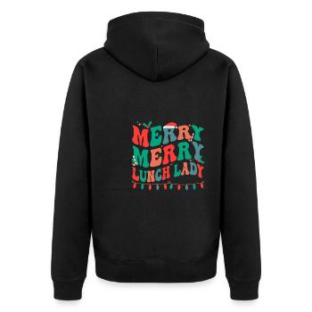 Lunch Lady Christmas School Cafeteria Lady Xmas - Unisex Premium Organic Zip Hoodie - black - Back - Nico (187cm)