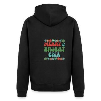 Certified Nursing Assistant Christmas CNA Xmas - Unisex Premium Bio Zip Hoodie - Schwarz - Hinten - Nico (187cm)