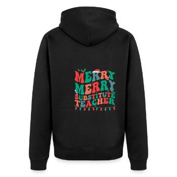 Substitute Teacher Christmas Sub Teacher Xmas - Unisex Premium Bio Zip Hoodie - Schwarz - Hinten - Nico (187cm)