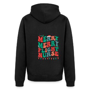 Flight Nurse Christmas RN Flight Nursing Xmas Gift - Unisex Premium Organic Zip Hoodie - black - Back - Nico (187cm)