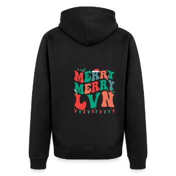 LVN Nurse Christmas Licensed Vocational Nurse Xmas - Unisex Premium Organic Zip Hoodie - black - Back - Nico (187cm)