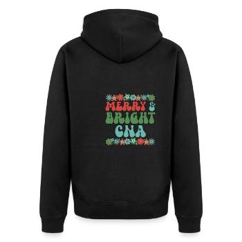 Certified Nursing Assistant Christmas CNA Xmas - Unisex Premium Bio Zip Hoodie - Schwarz - Hinten - Nico (187cm)