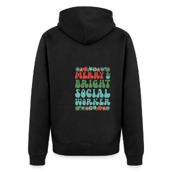 Social Worker Christmas Social Workers Xmas Gifts - Unisex Premium Bio Zip Hoodie - Schwarz - Hinten - Nico (187cm)