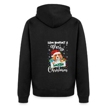 Beagle Christmas Party Beagle Dog Xmas Gifts - Unisex Premium Bio Zip Hoodie - Schwarz - Hinten - Nico (187cm)