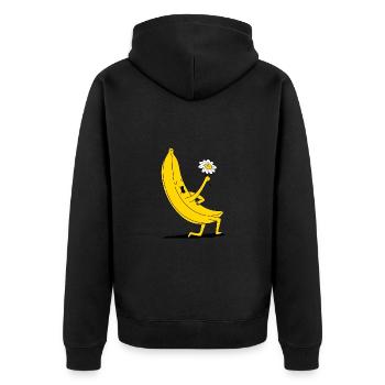 Banana with chamomile - Unisex Premium Organic Zip Hoodie - black - Back - Nico (187cm)