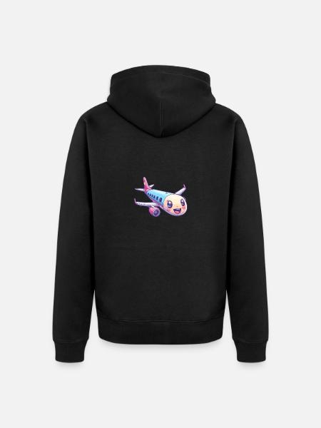 Cute Airplane - Unisex Premium Organic Zip Hoodie - black