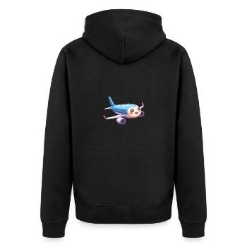 Niedliches Flugzeug - Unisex Premium Bio Zip Hoodie - Schwarz - Hinten - Nico (187cm)