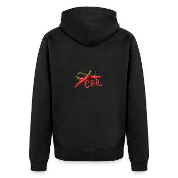 Chil, relax, - Unisex Premium Bio Zip Hoodie - Schwarz - Hinten - Nico (187cm)
