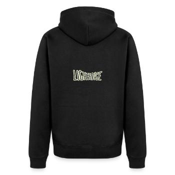 Lighthouse 3 - Unisex Premium Organic Zip Hoodie - black - Back - Nico (187cm)
