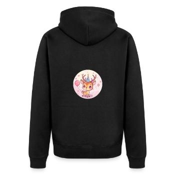 Deer Birthday Baby - Unisex Premium Organic Zip Hoodie - black - Back - Nico (187cm)
