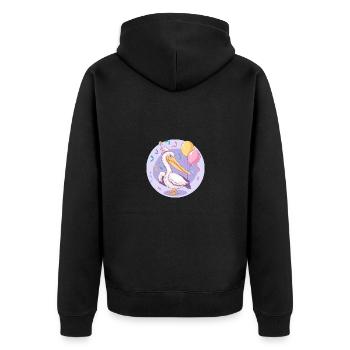 Pelican Bird Birthday Baby - Unisex Premium Organic Zip Hoodie - black - Back - Nico (187cm)