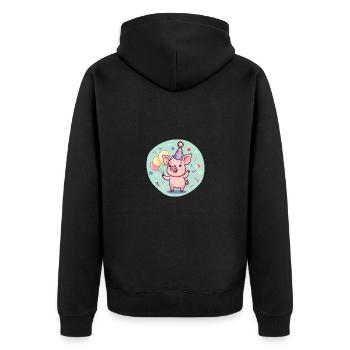 Cochon Anniversaire Bébé - Veste à capuche bio Premium Unisexe - noir - Dos - Nico (187cm)