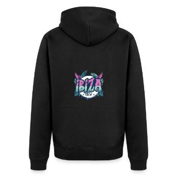 Ibiza Crew Bunt - Unisex Premium Bio Zip Hoodie - Schwarz - Hinten - Nico (187cm)
