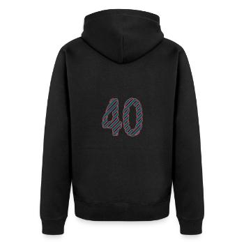 40. 40 YEARS. 40th ANNIVERSARY. 40TH ANNIVERSARY. - Unisex Premium Organic Zip Hoodie - black - Back - Nico (187cm)
